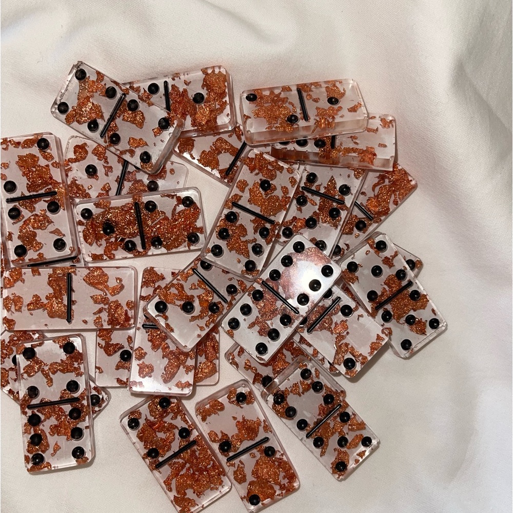 Custom made one of a kind domino set.  Can be personalized.